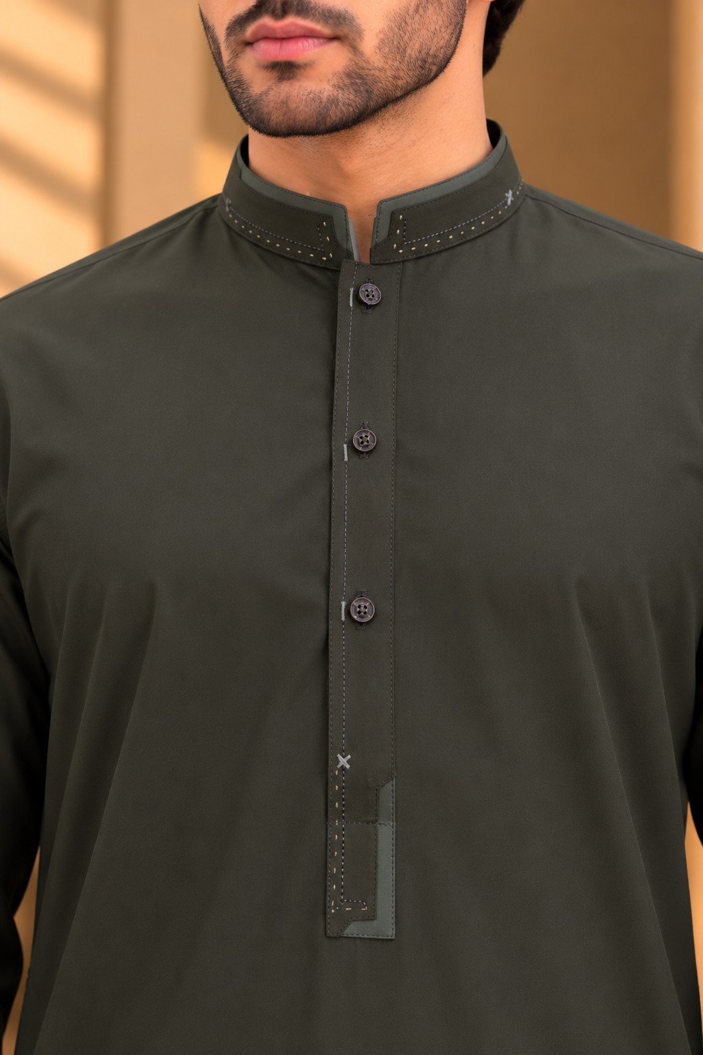 Olive Brown Textured Formal Suit - Image 2