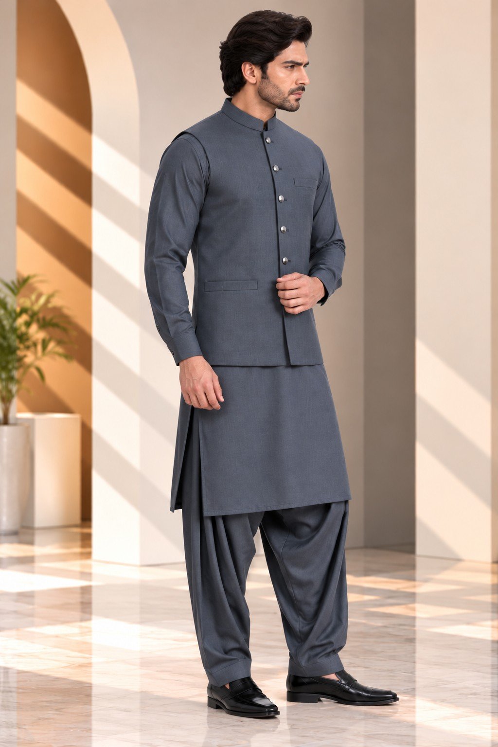Charcoal Grey Waistcoat - Image 3