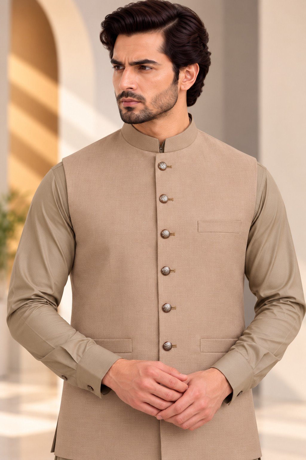 Beige Waistcoat - Image 2